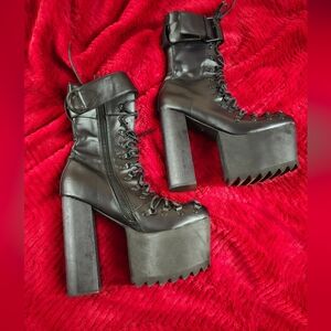 Current Mood Dolls Kill Black Platform Boots
